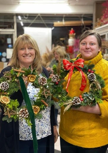 Christmas crafting parties in Liverpool where you make a Christmas door wreath